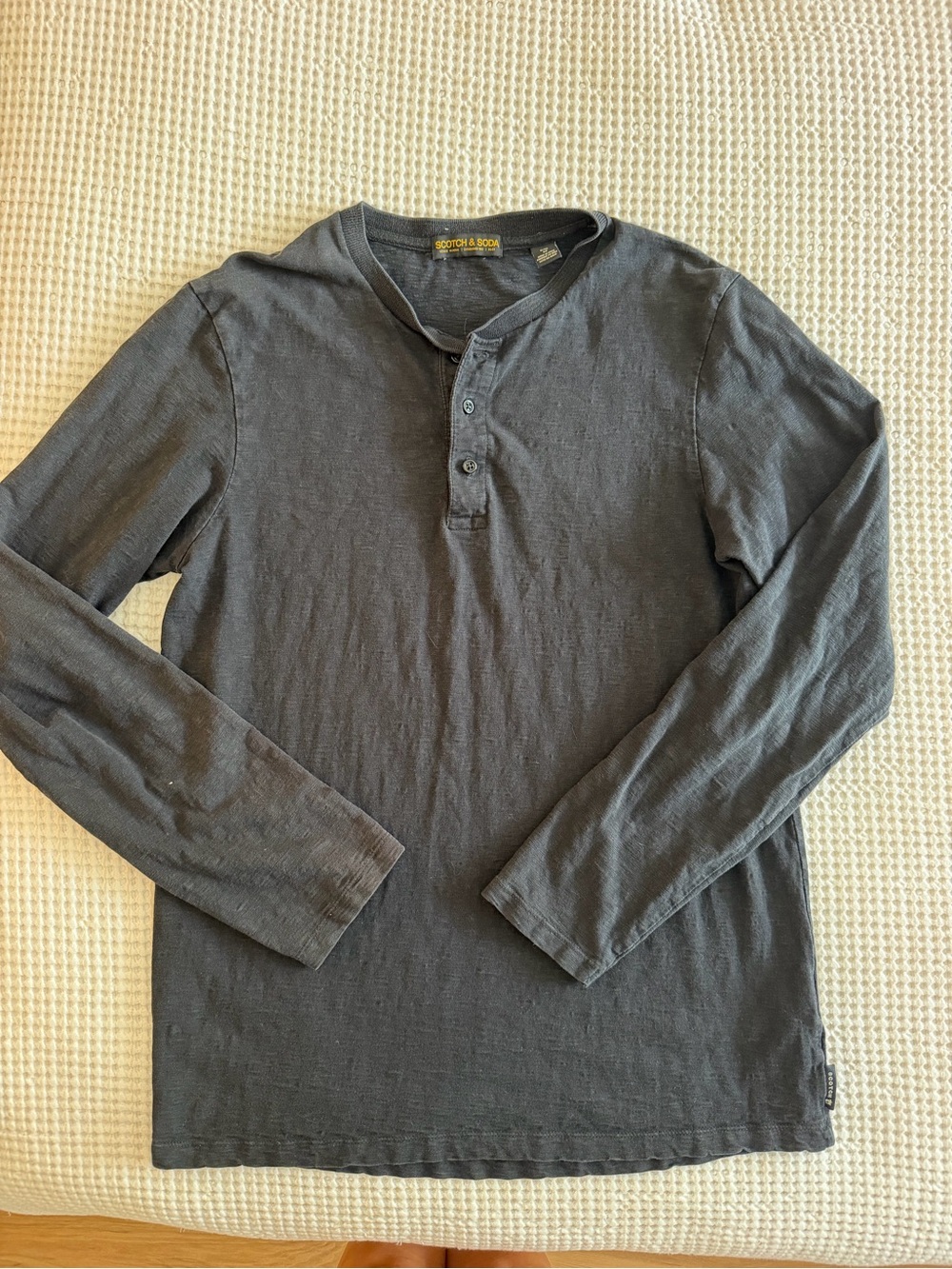 Scotch & Soda Men's Long Sleeve Henley in Black